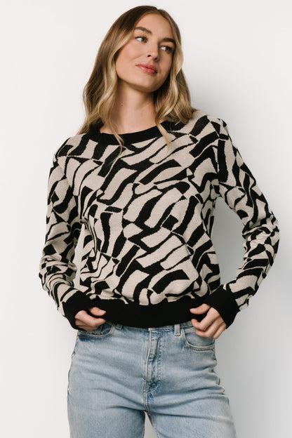 Petra Knit Sweater Top | Black + Ivory - Baltic Born