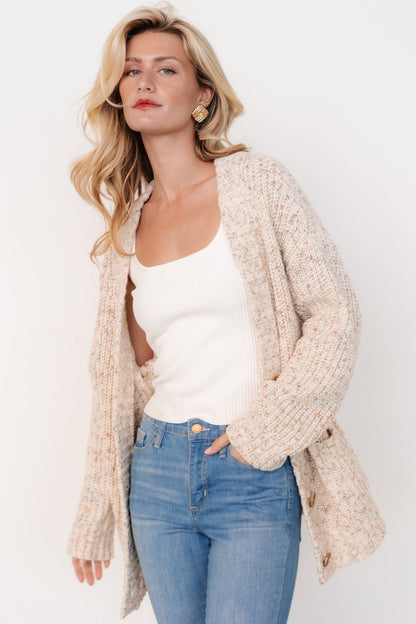 Phillis Chunky Knit Cardigan | Oatmeal Multi - Baltic Born