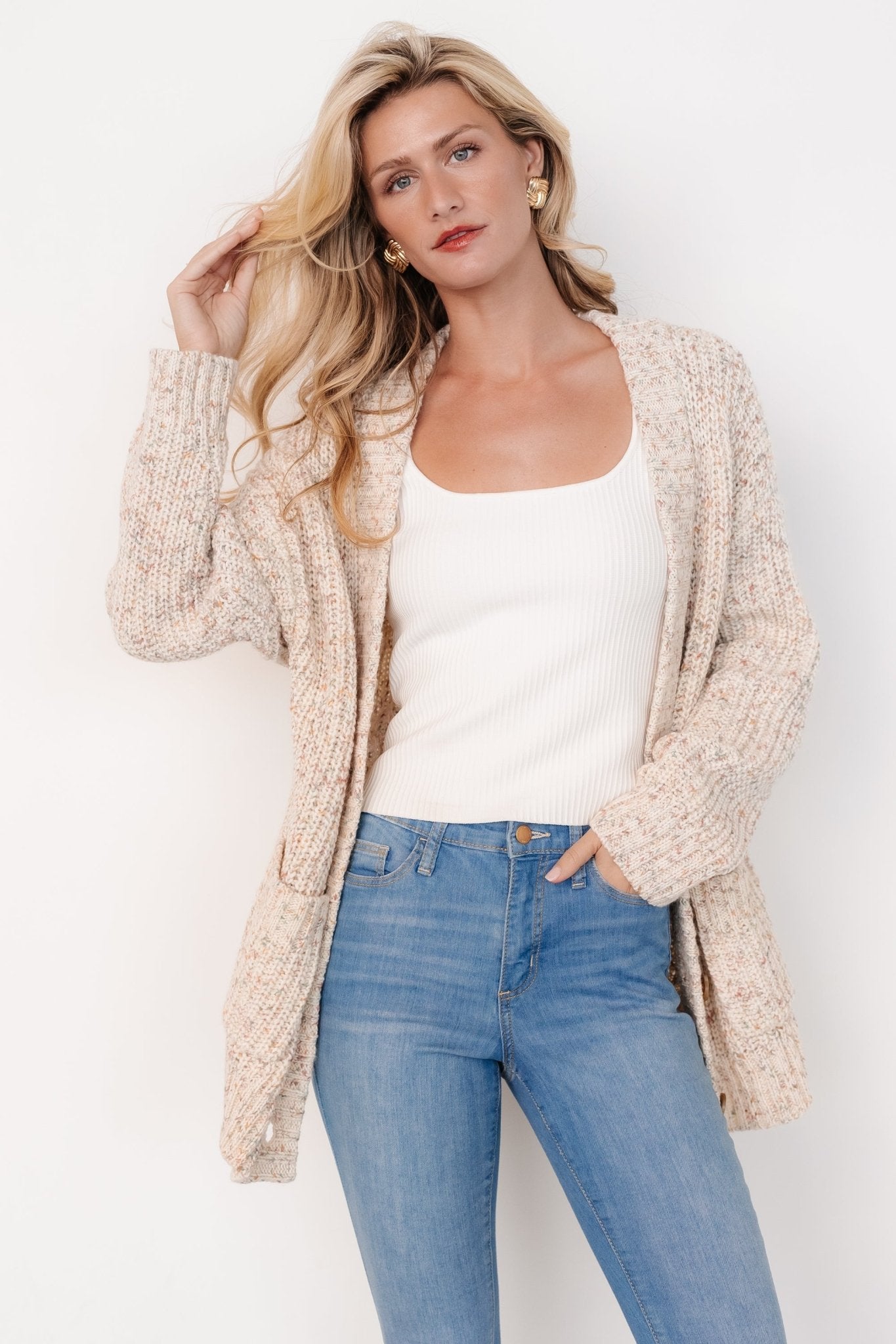 Phillis Chunky Knit Cardigan | Oatmeal Multi - Baltic Born