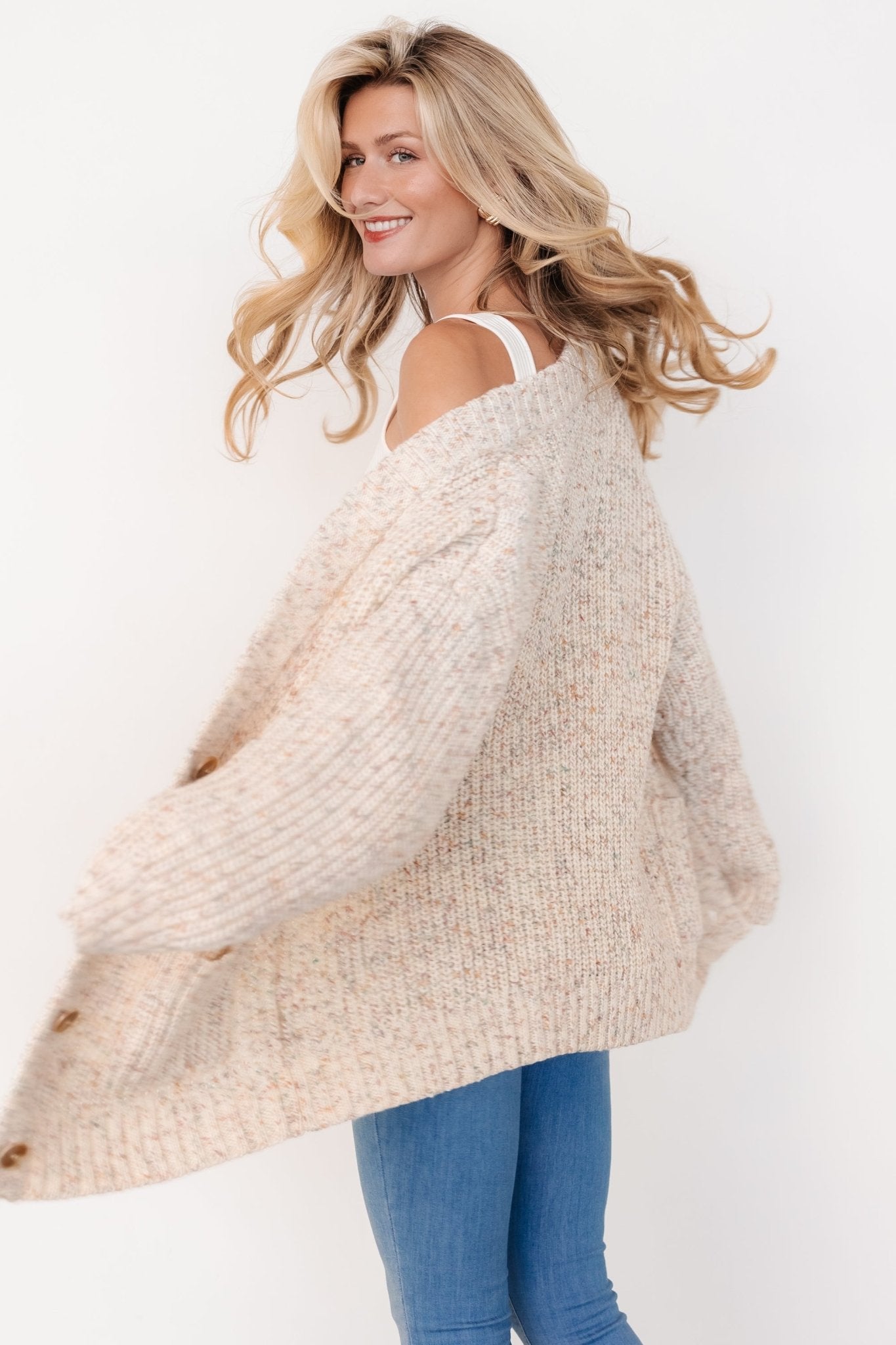 Phillis Chunky Knit Cardigan | Oatmeal Multi - Baltic Born