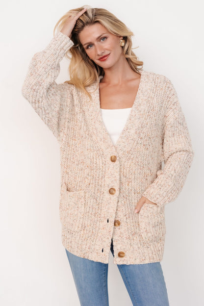 Phillis Chunky Knit Cardigan | Oatmeal Multi - Baltic Born