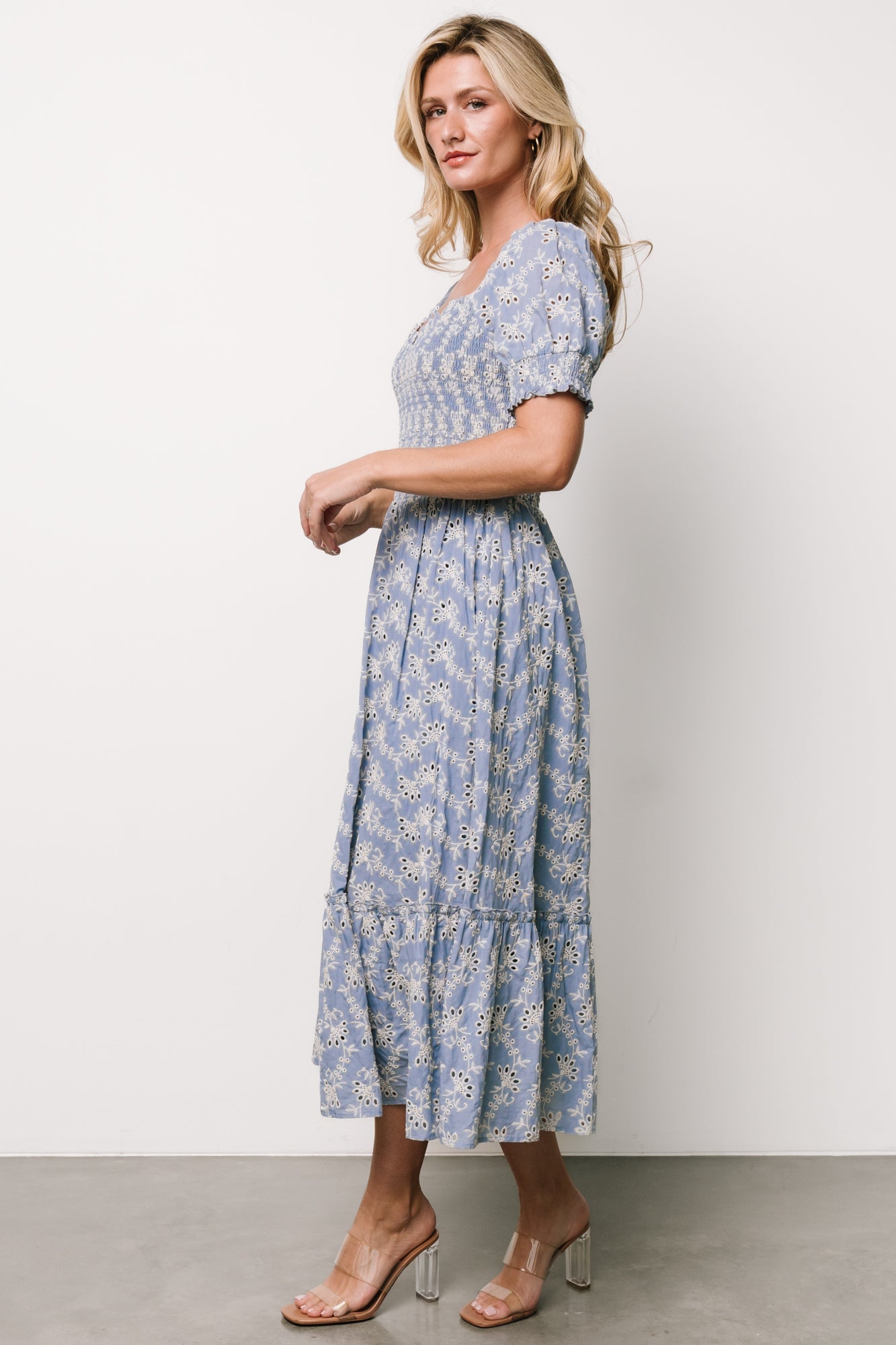 Piper Eyelet Midi Dress | Blue + Ivory - Baltic Born