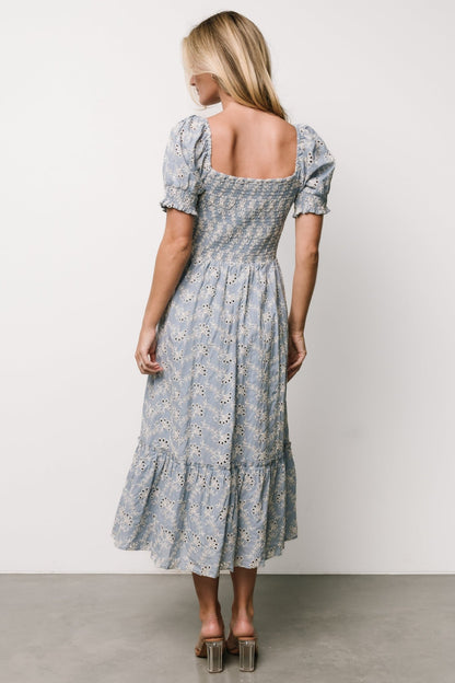 Piper Eyelet Midi Dress | Blue + Ivory - Baltic Born