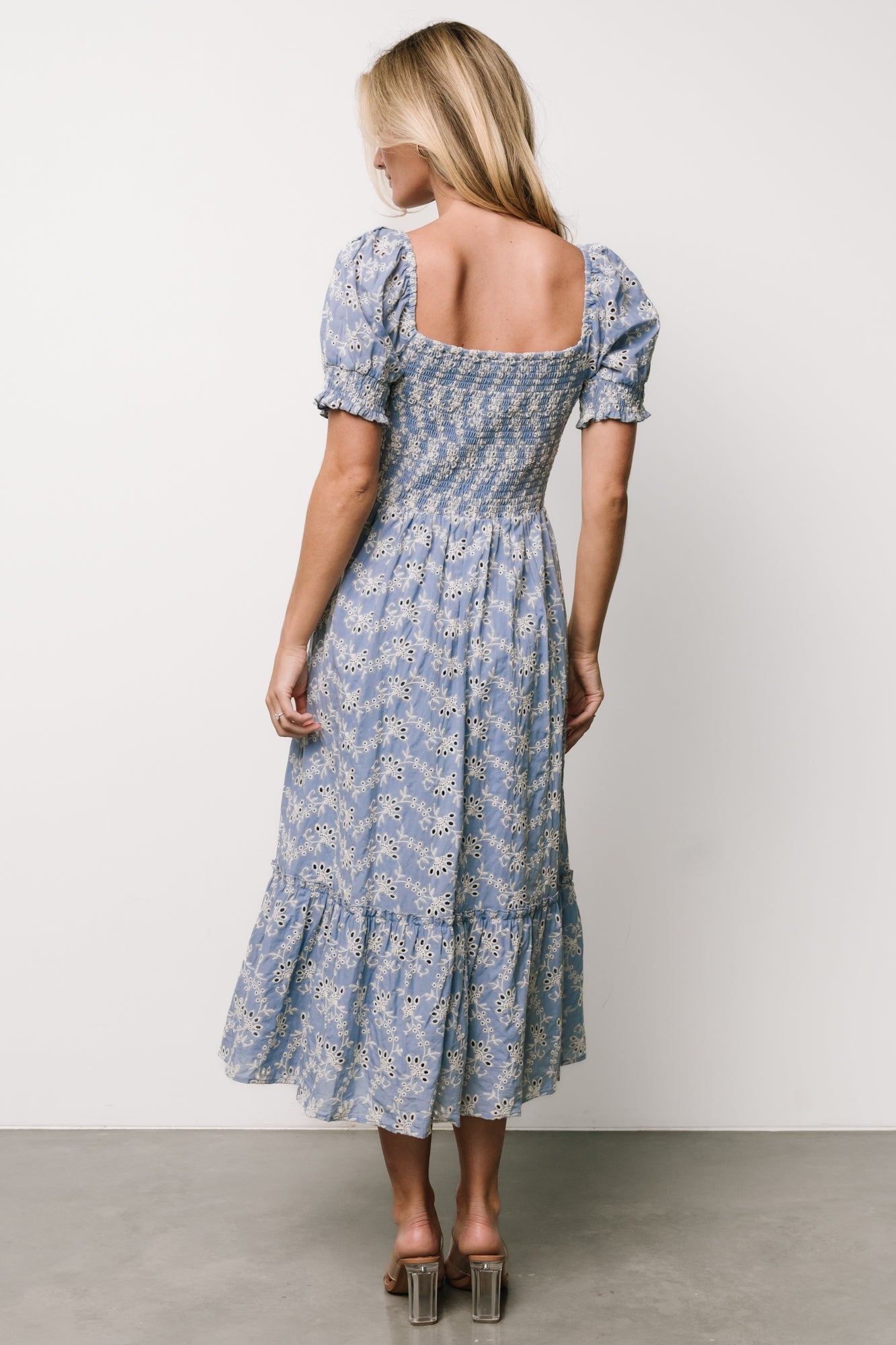 Piper Eyelet Midi Dress | Blue + Ivory - Baltic Born