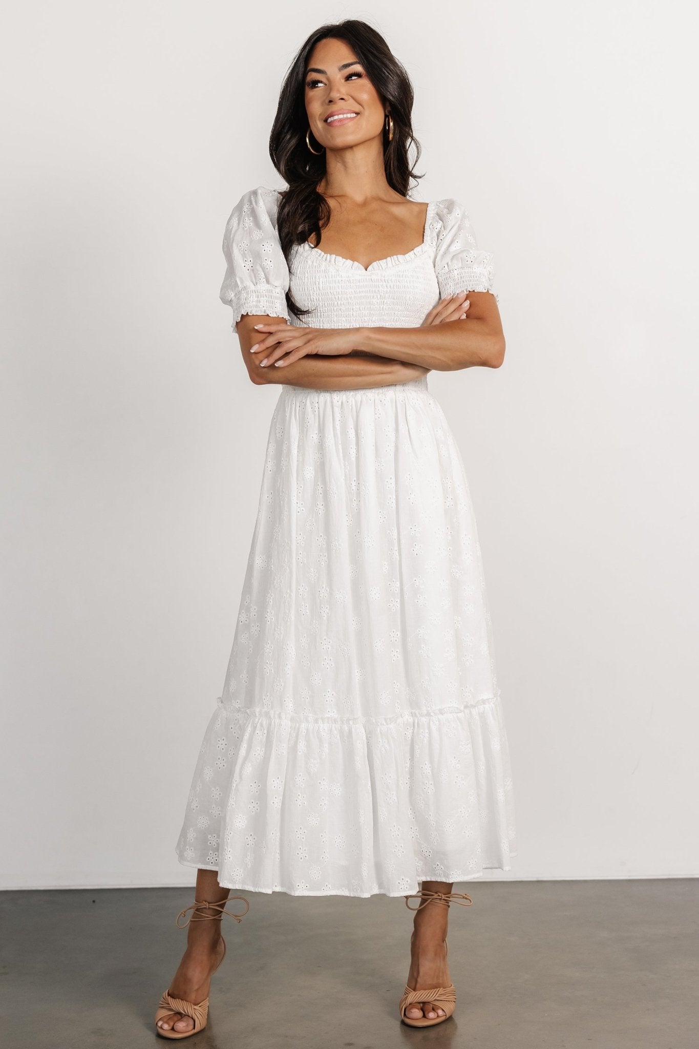 Piper Eyelet Midi Dress | Off White - Baltic Born