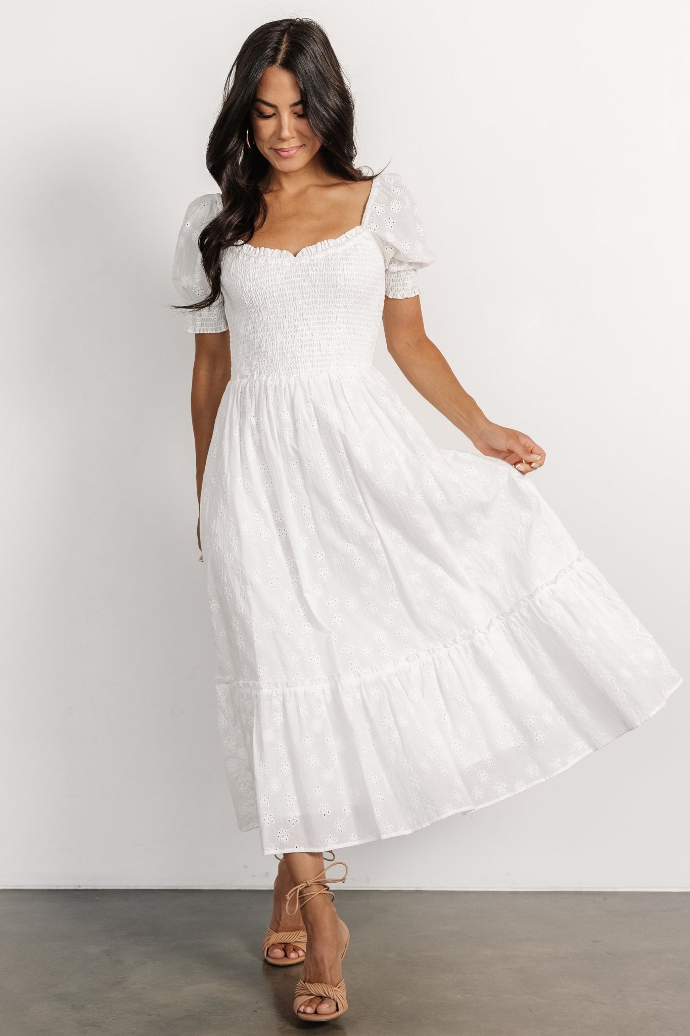 Piper Eyelet Midi Dress | Off White - Baltic Born