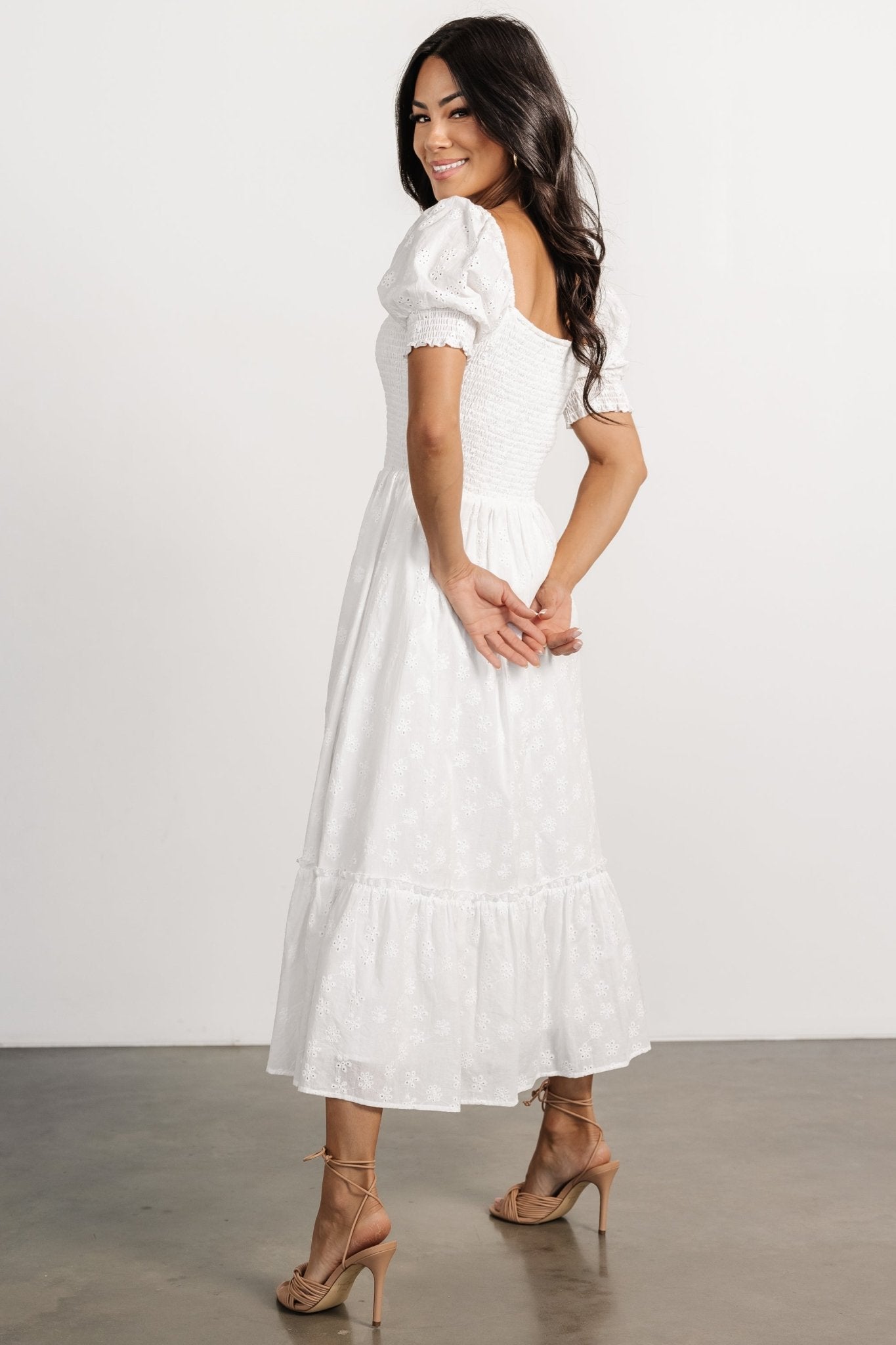 Piper Eyelet Midi Dress | Off White - Baltic Born