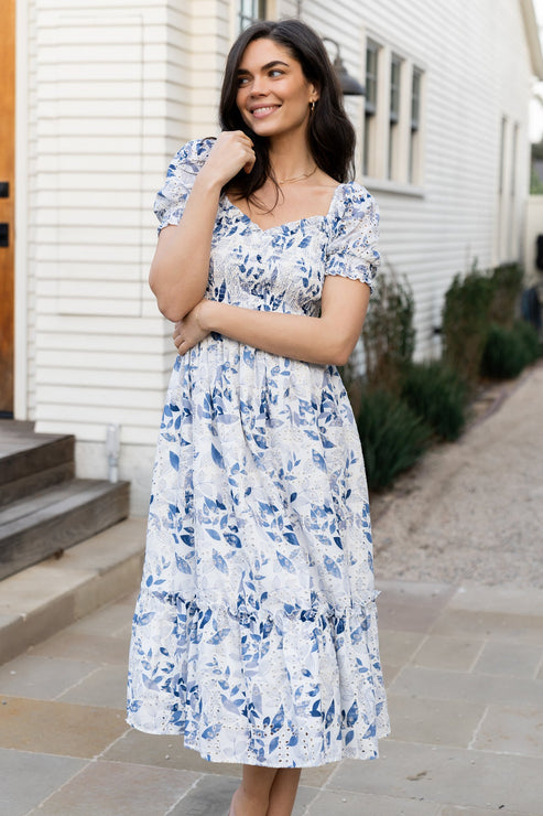 Piper Eyelet Midi Dress | Vintage Floral