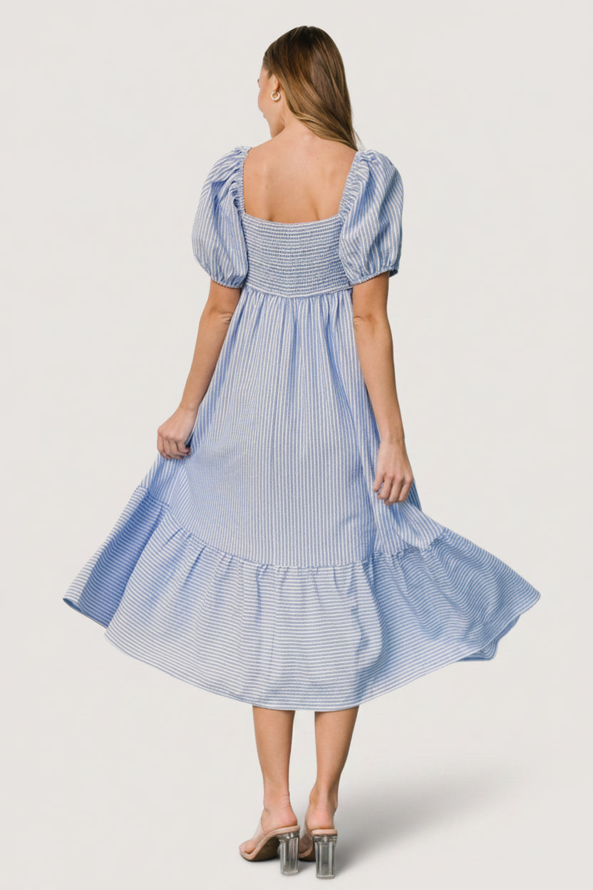 Poppy Midi Dress Blue & Off-White Stripes | Baltic Born 2XL Poppy Midi Dress Blue & Off-White Stripes | Baltic Born 2XL