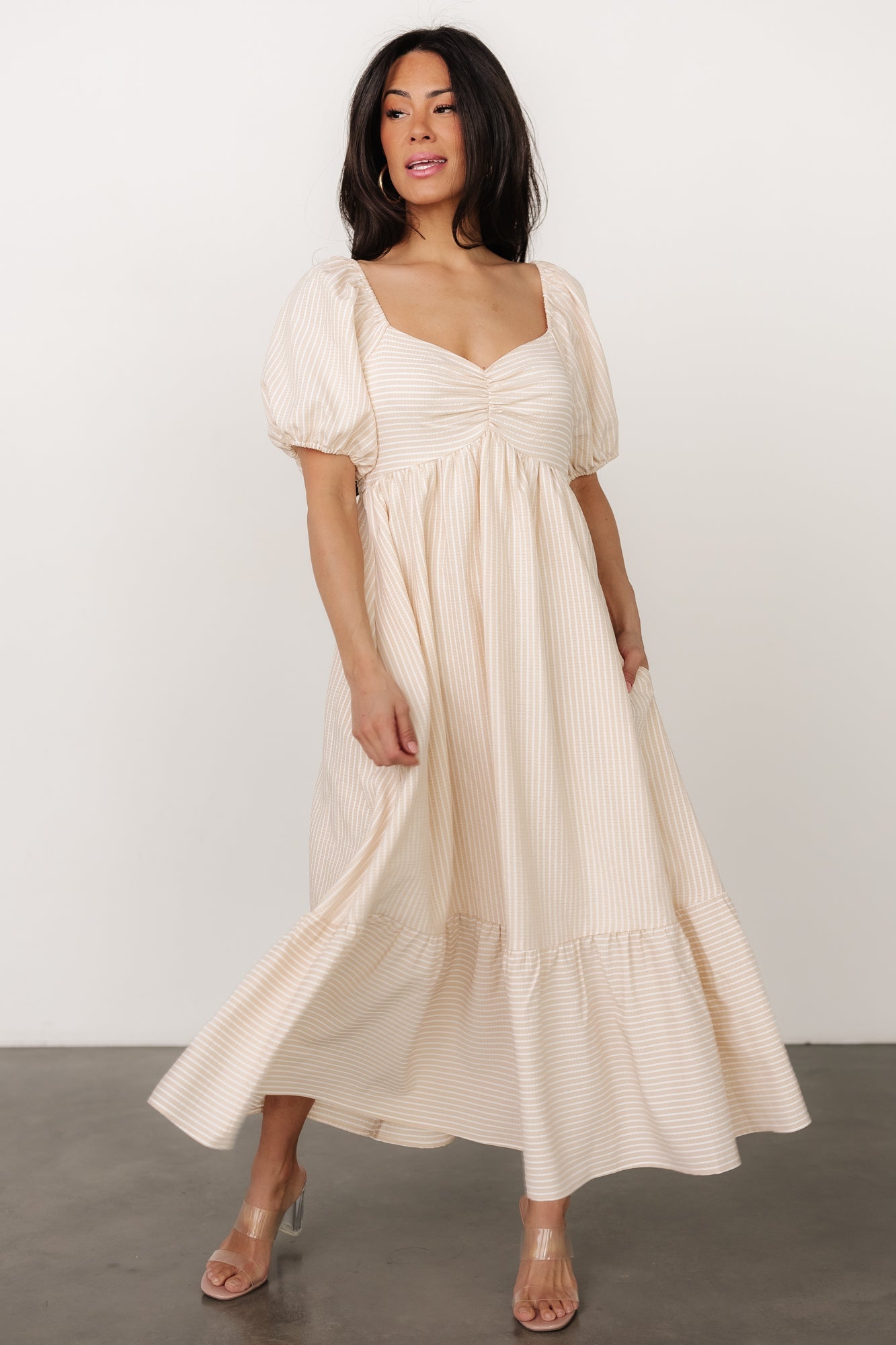 Poppy Midi Dress | Natural + Off White Poppy Midi Dress | Natural + Off White