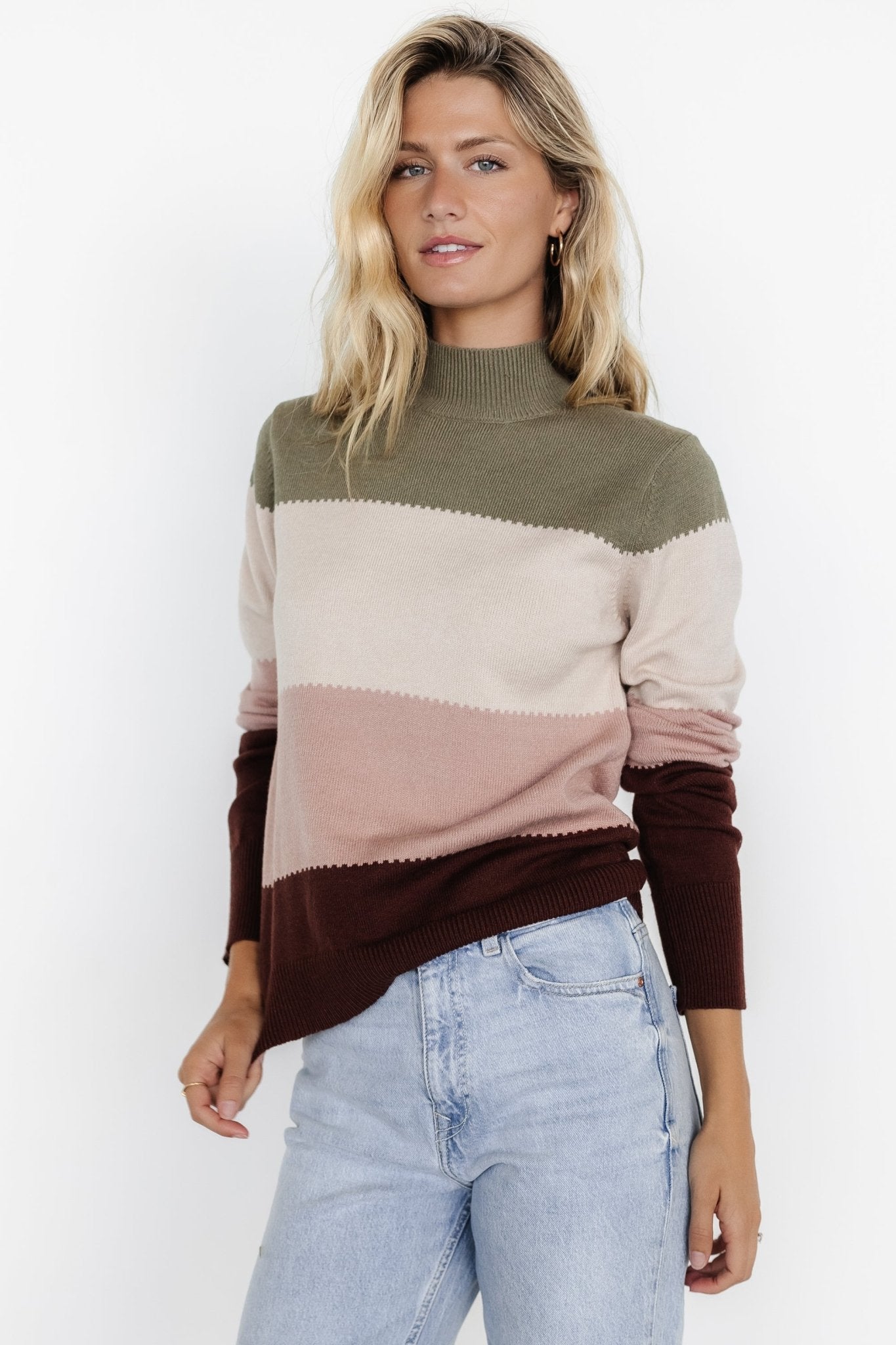 Porter Color Block Sweater | Olive Multi - Baltic Born