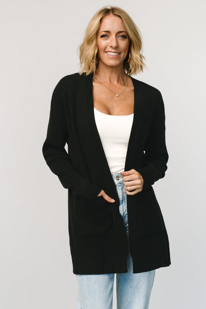 Portsmouth Waffle Cardigan | Black - Baltic Born