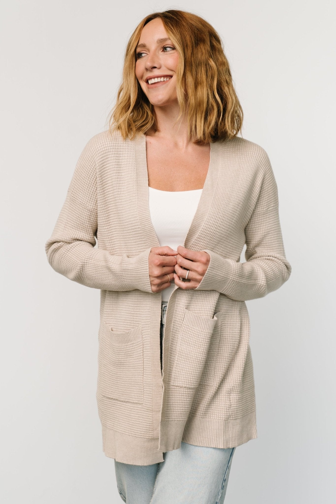 Portsmouth Waffle Cardigan | Oatmeal - Baltic Born