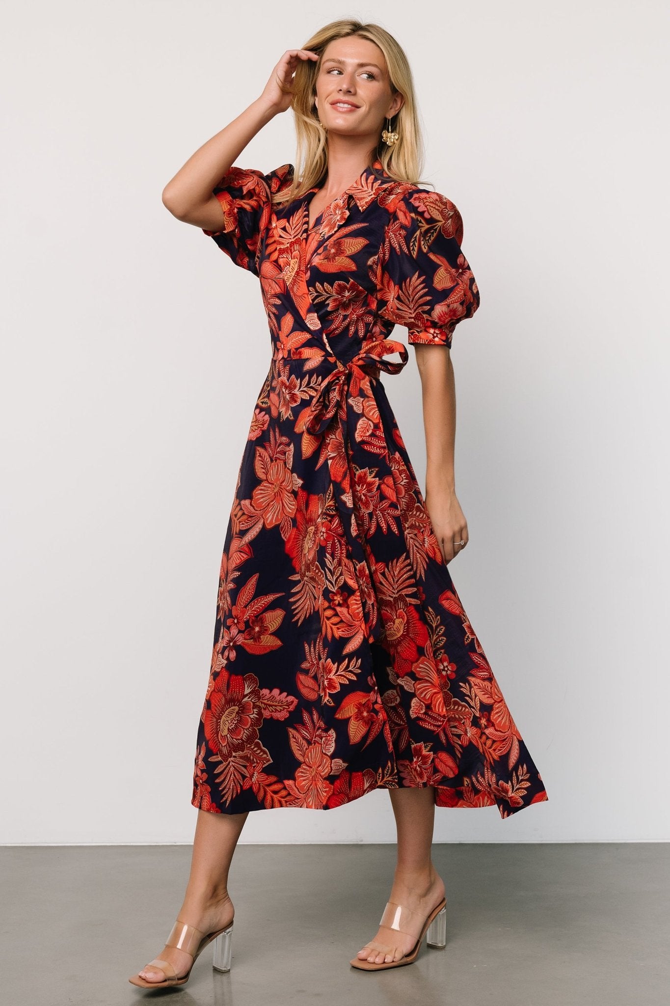 Potenza Wrap Dress | Navy + Rust - Baltic Born