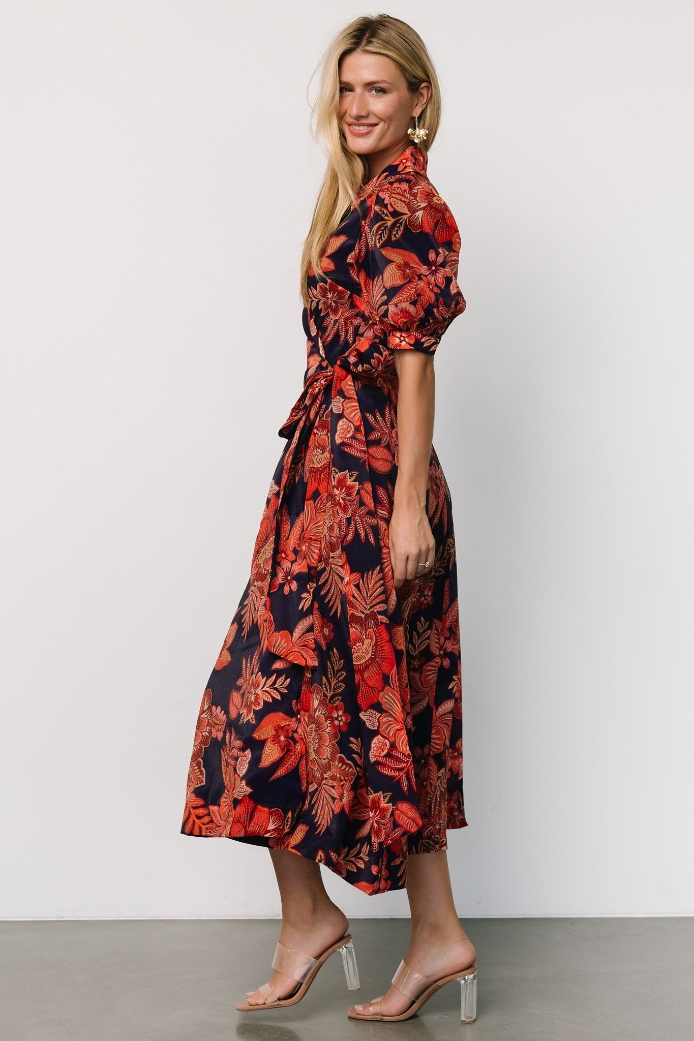 Potenza Wrap Dress | Navy + Rust - Baltic Born