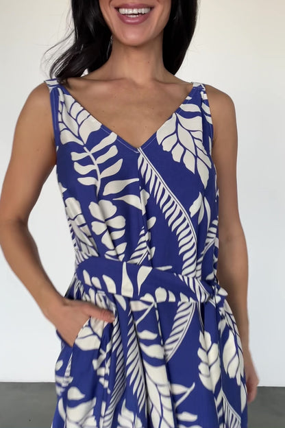 Sofía Maxi Dress | Cobalt + White