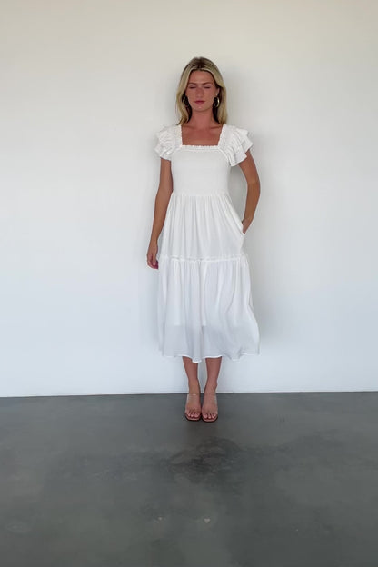 Jacie Smocked Midi Dress | White