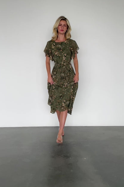 Laurel Midi Dress | Olive Floral