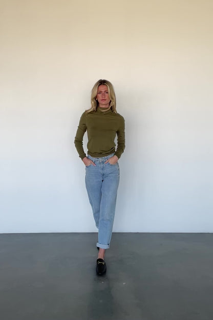 Lorelai Turtleneck Sweater Top | Olive