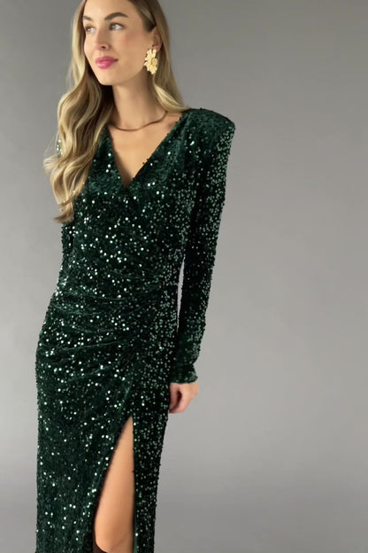 Madonna Sequin Maxi Dress | Emerald