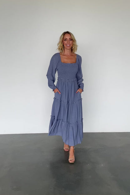 Rowan Tiered Dress | Slate Blue