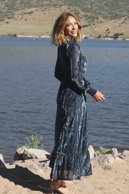 Penelope Velvet Maxi Dress | Midnight Blue