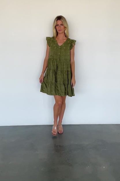 Kayla Button Up Short Dress | Olive