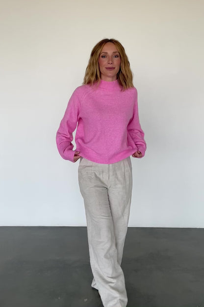 Bronson Mock Neck Sweater | Pink