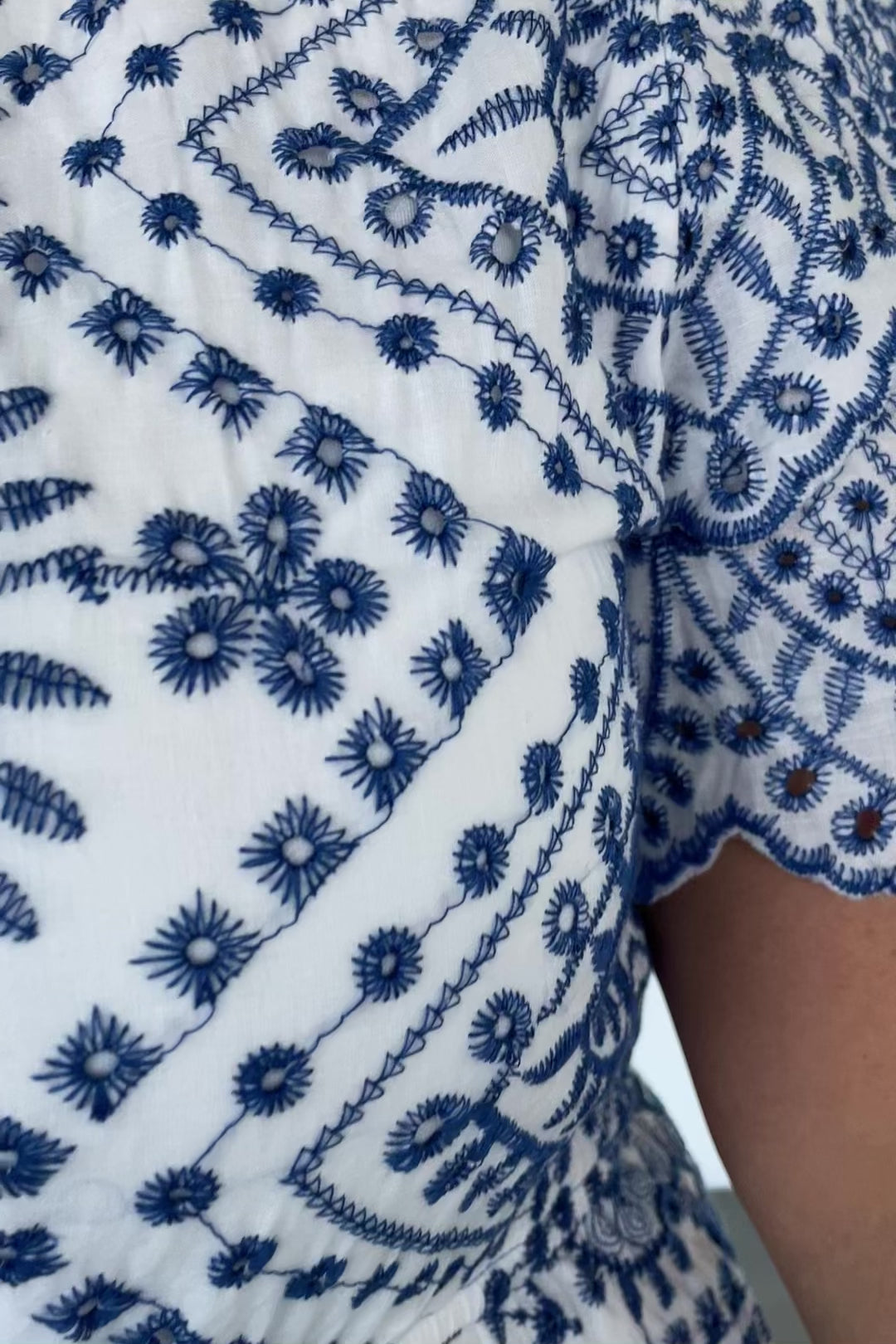 The Evan Eyelet Midi Dress-Blue main image 0