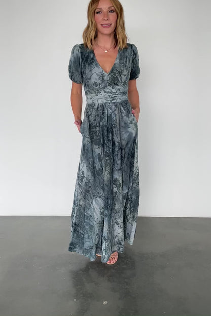 Leslie Velvet Maxi Dress | Slate Blue