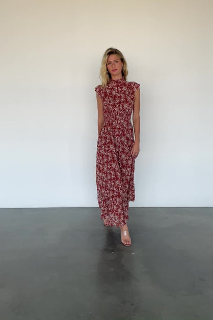 Kearny Ruffle Maxi Dress | Rust Print