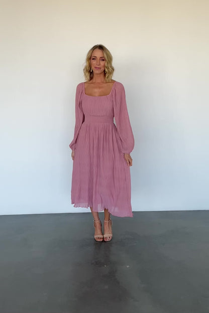 Dalton Pleated Midi Dress | Blush