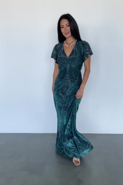Kimberly Velvet Maxi Dress | Emerald