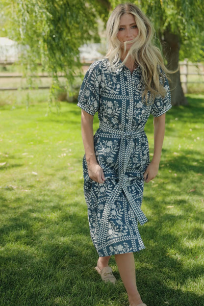 Karla Midi Dress | Deep Slate + White Floral