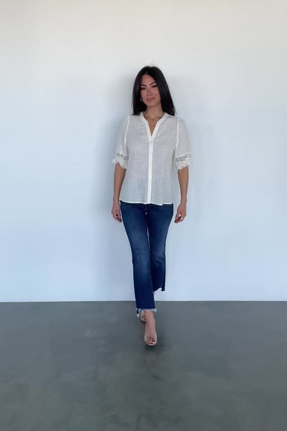 Alba Button Up Top | Ivory