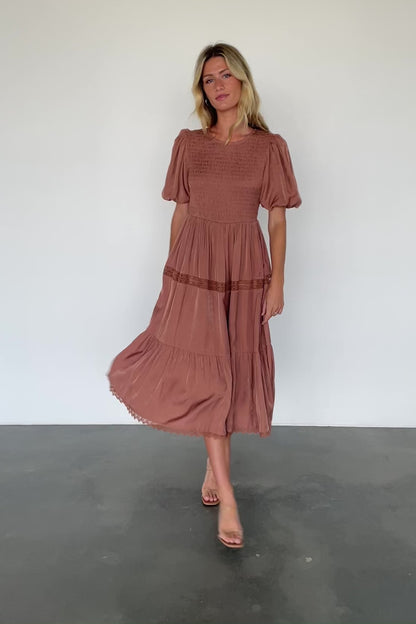 Finley Smocked Midi Dress | Light Copper