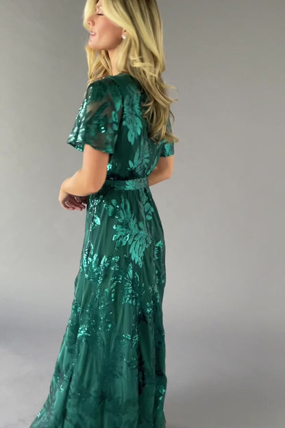 Muse Sequin Maxi Dress | Emerald