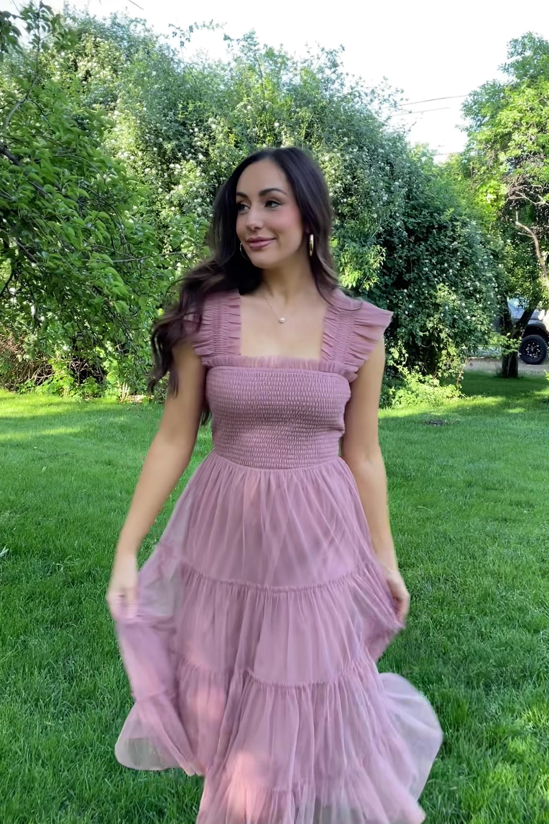 Edena Smock Dress Dusty Rose