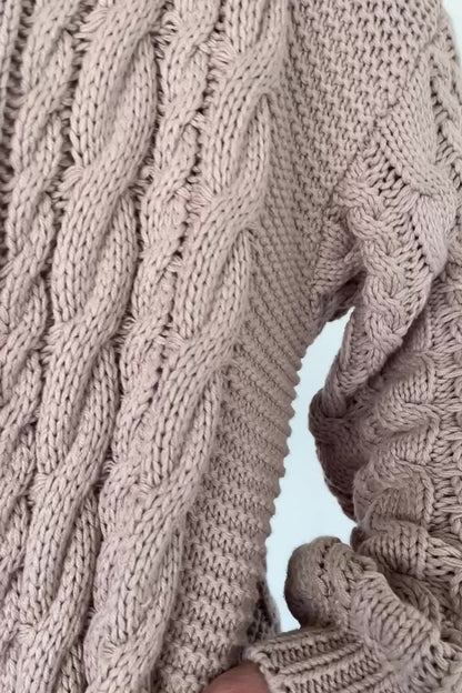 Kristen Cable Knit Cardigan | Taupe