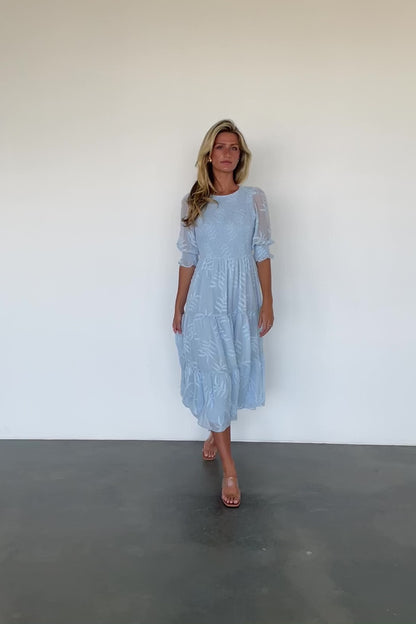 Nellie Smocked Midi Dress | Light Blue