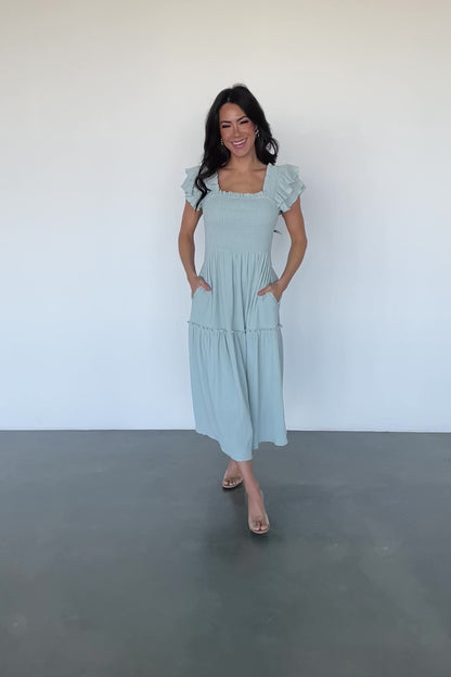 Jacie Smocked Midi Dress | Light Blue