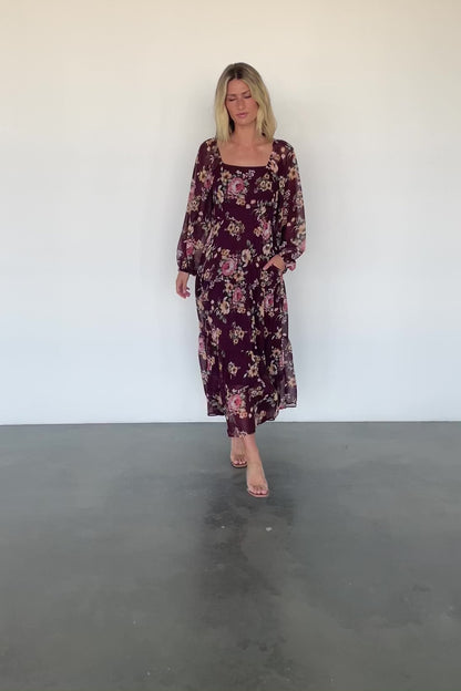 Kristy Maxi Dress | Wine Floral