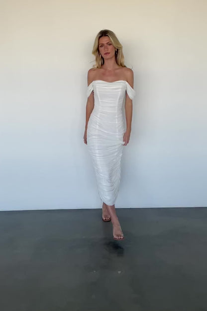 Alessandra Mesh Midi Dress | Off White