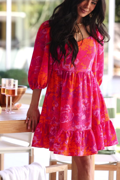 Levy Sweetheart Mini Dress | Fuchsia Multi