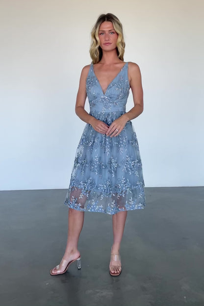 Dante Applique Midi Dress | Slate Blue