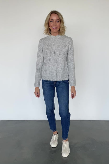 Avice Pointelle Sweater | Light Gray