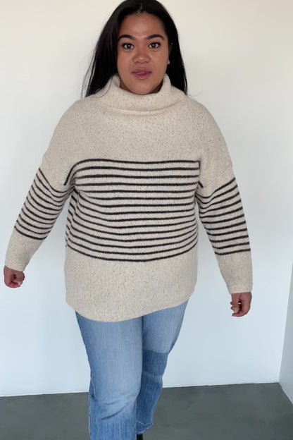 Pennington Turtleneck Sweater | Cream Multi Stripe