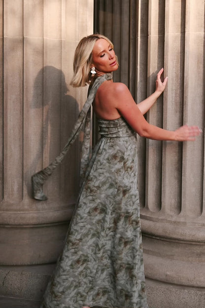 Florian Strapless Maxi Dress | Eucalyptus Floral