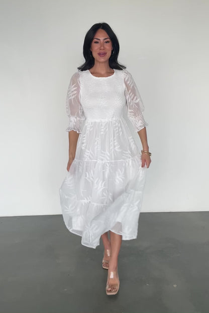 Nellie Smocked Midi Dress | Off White