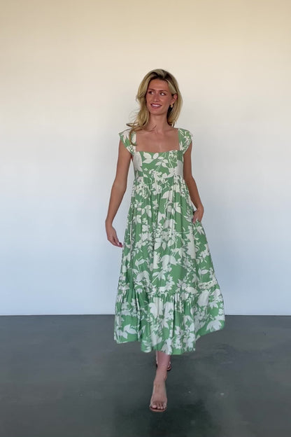 Aita Maxi Dress | Green + Ivory Floral